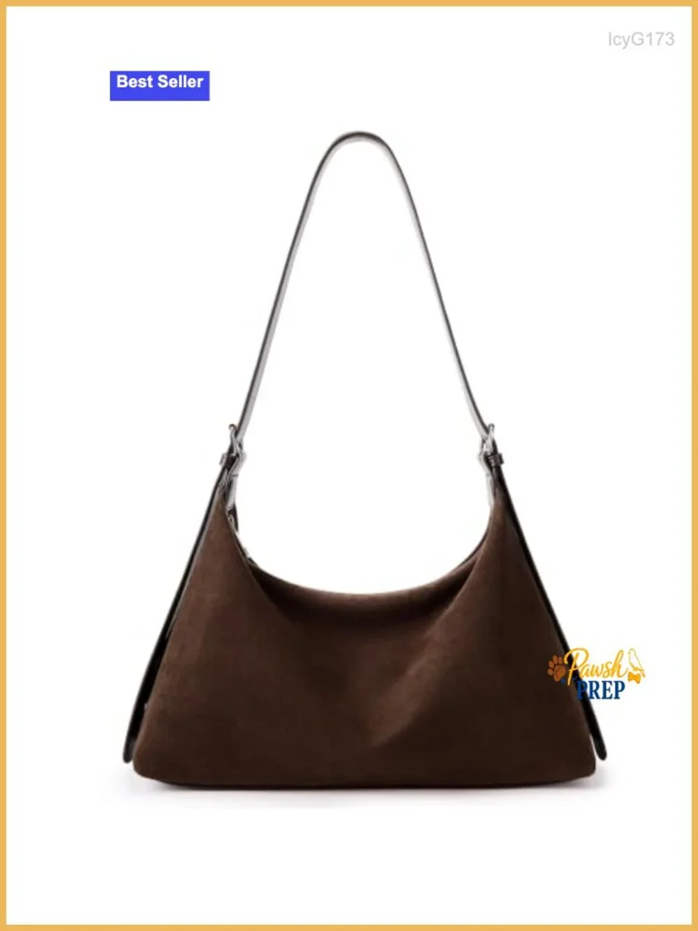 Faux Suede Crescent Hobo Tote Bag with Adjustable Strap, Multi Pockets